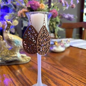 Intricate Brown Filigree Teardrop Earrings